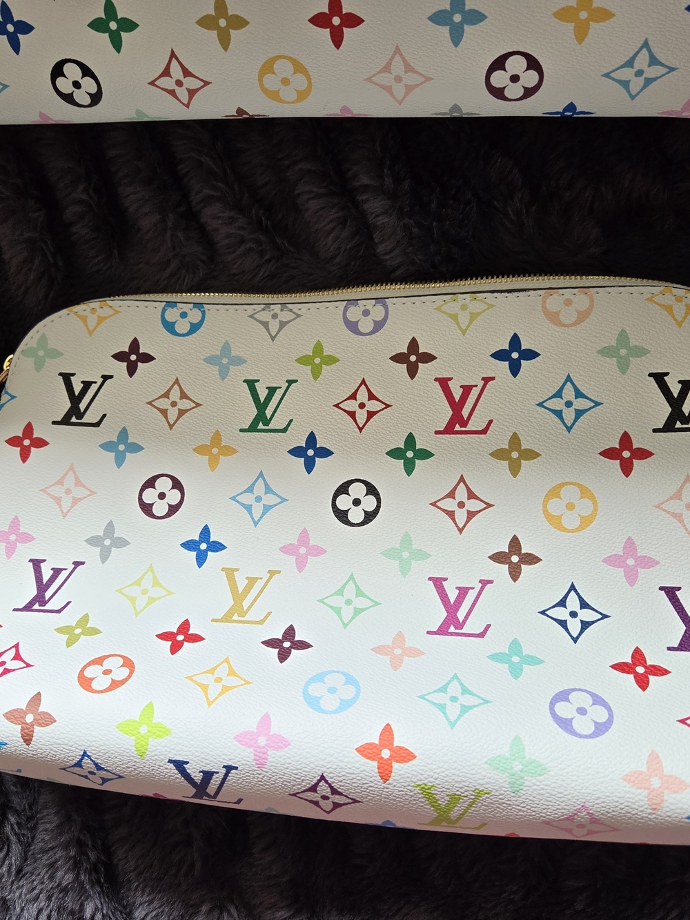 2 In 1 Multicolor White Canvas Large Shoulder Bag And Pouch - Picture 9 of 13